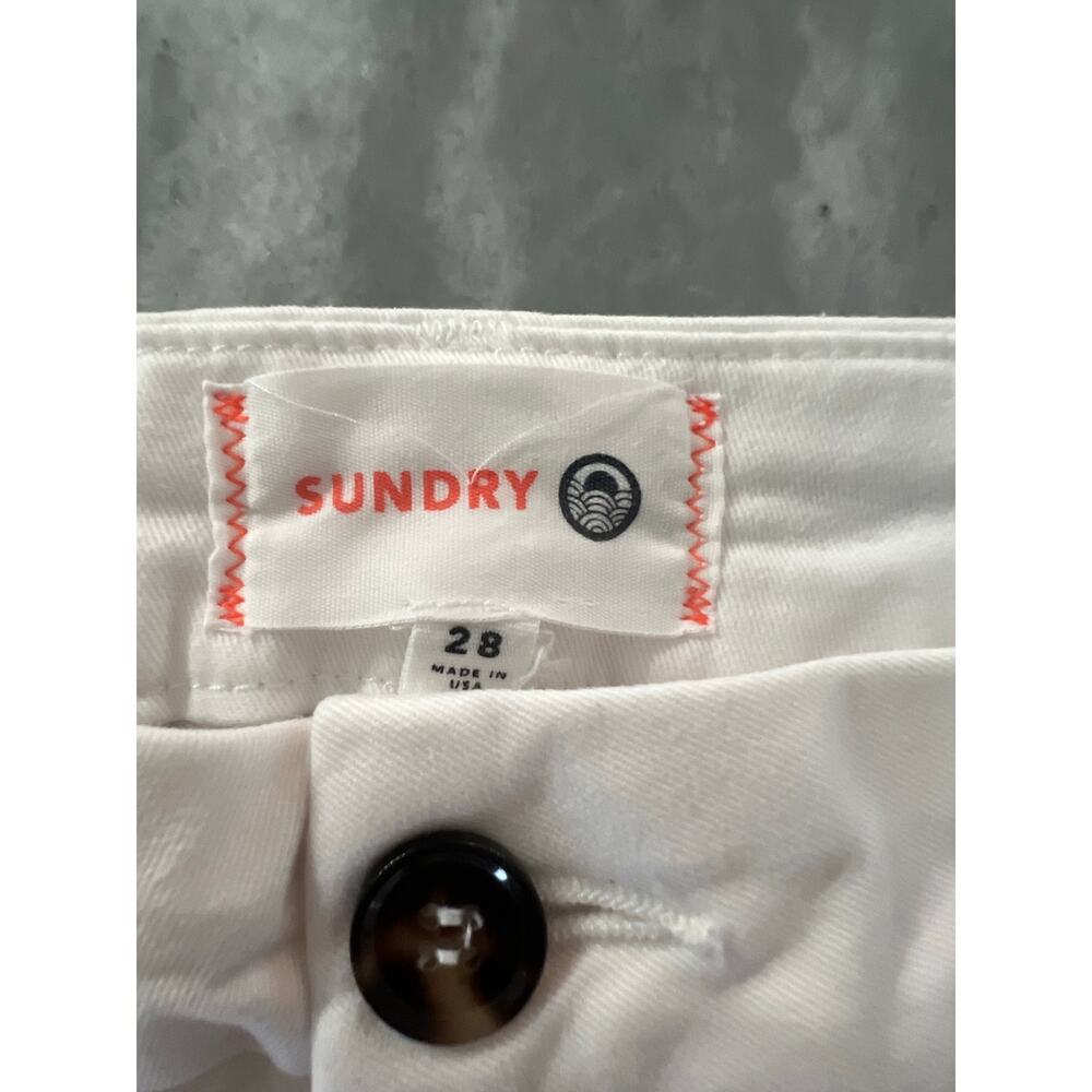 Sundry White Trouser Shorts Side Stripes Woman Size 28 Preppy Cut Offs Yacht - Picture 3 of 10